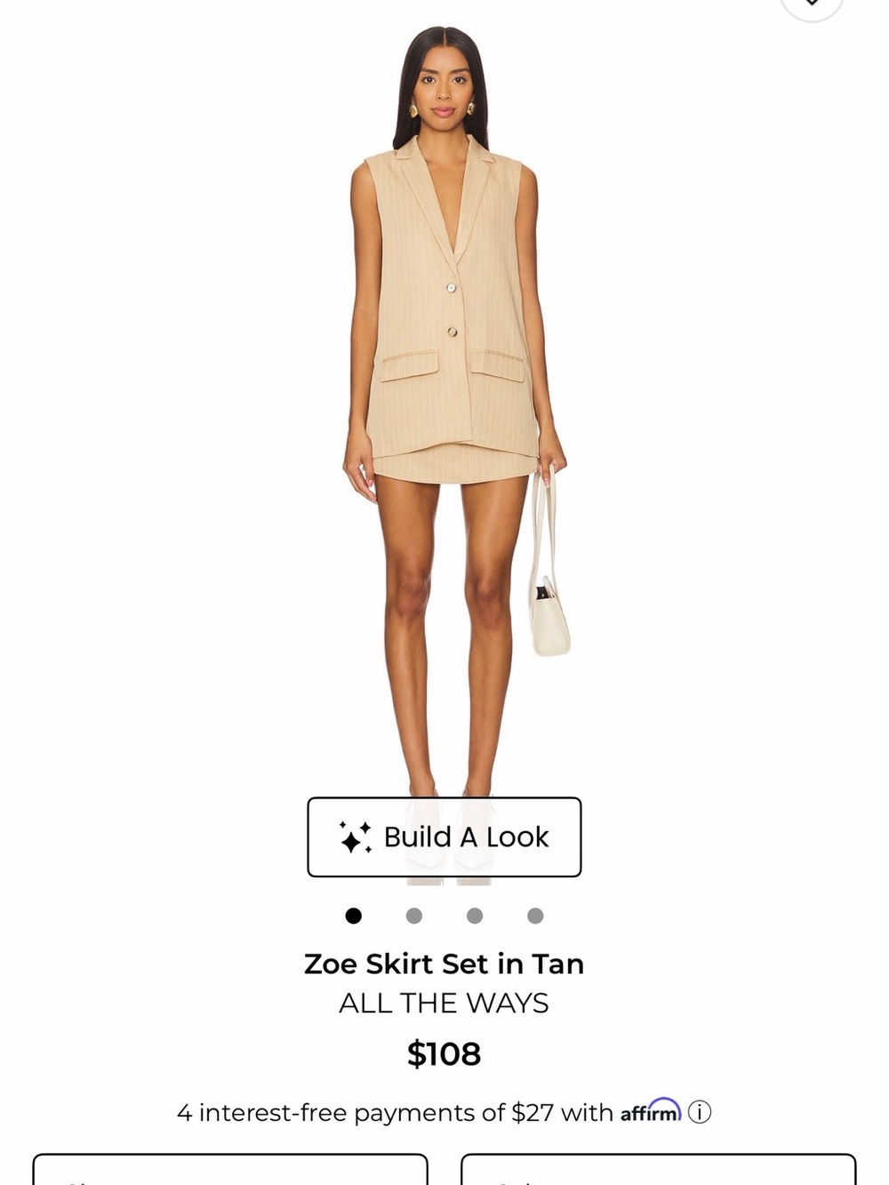 Revolve Beige Pinstripe Sleeveless Blazer and Skirt Set - Picture 2 of 5